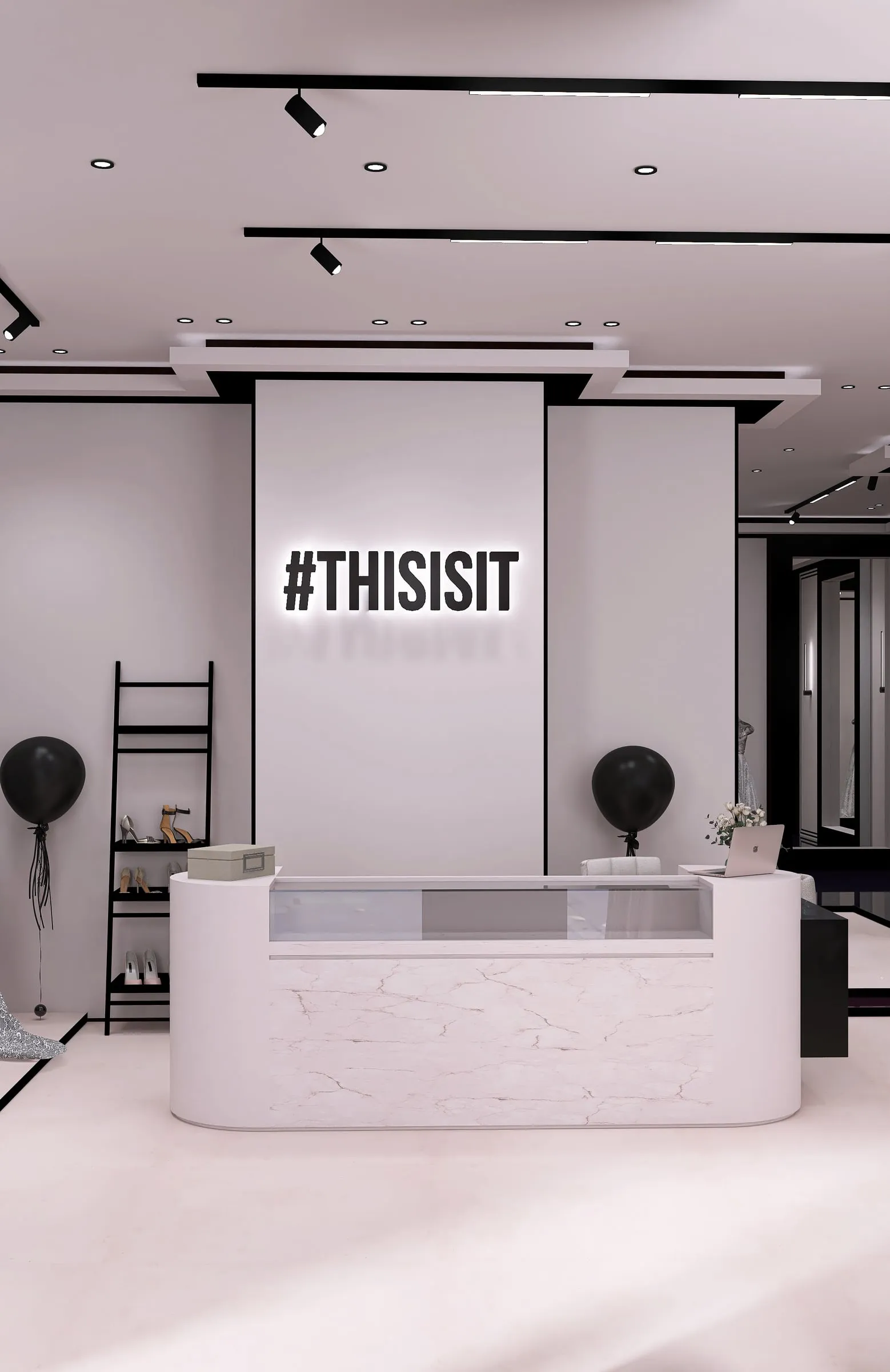 Recepția cu peretele de accent #THISISIT iluminat în spate